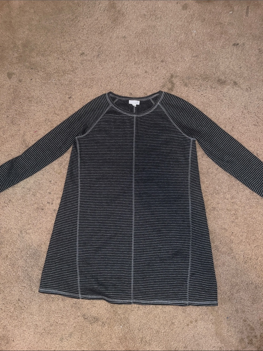 J. Jill Black & Gray Striped Long-Sleeve A-Line Top